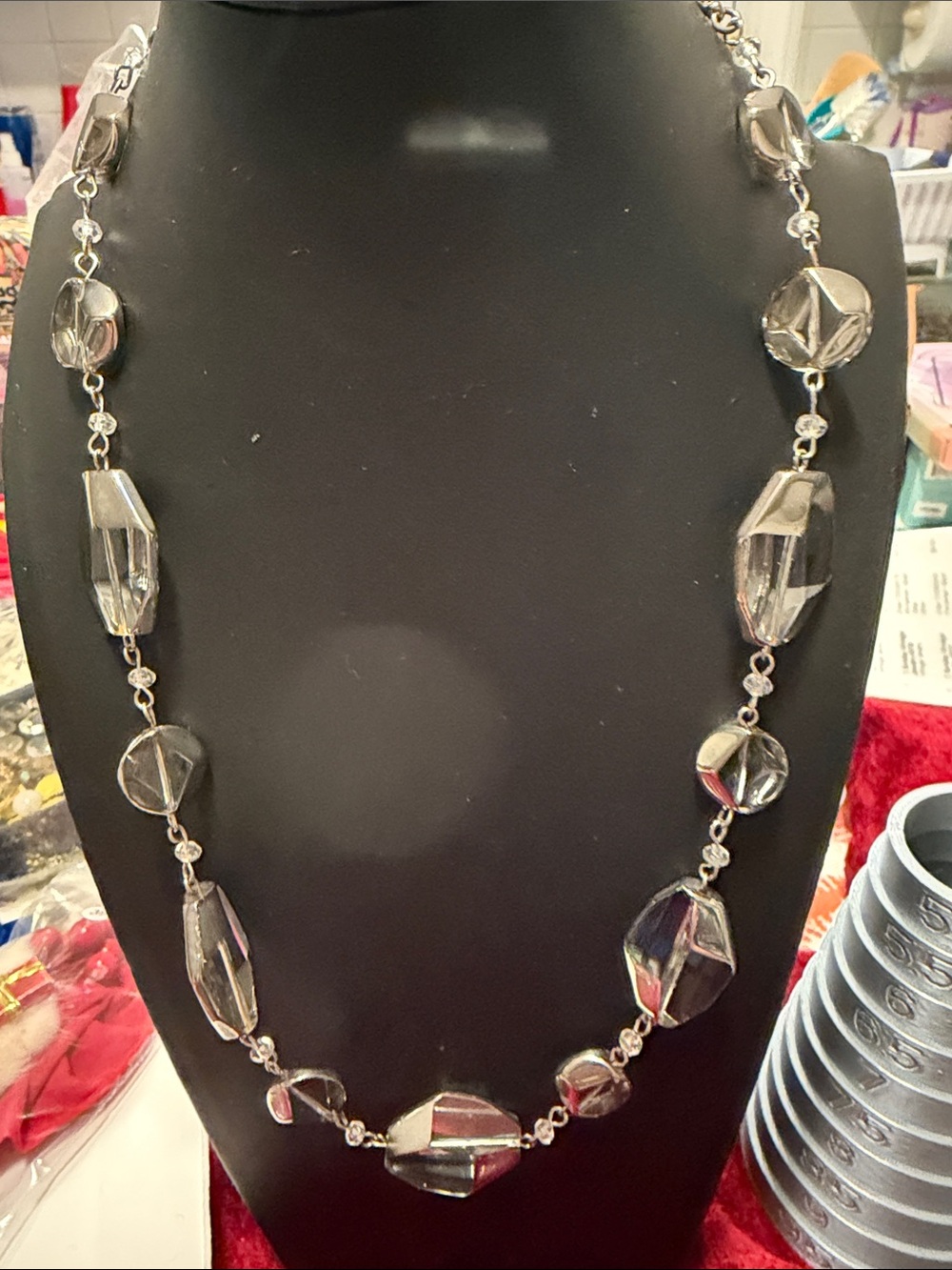 Elegant Faceted Clear tested lucite/glass Bead Necklace - Women Jewelry 19”-23”